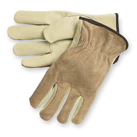Leather Drivers Gloves, Cowhide, Shirred Slip-On, Keystone Thumb, Gunn Cut, Beige, XL 1 PR MPN:2ELH3