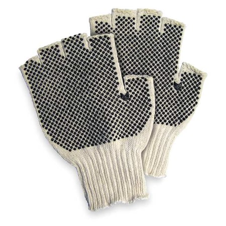 Knit Gloves, Cotton/Polyester, Dotted Palm, Knit, Beige/Black, S, 1 PR MPN:2ELK6