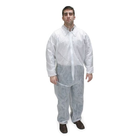 Collared Disposable Coveralls, 3XL, White, polypropylene, zipper MPN:2KTL5