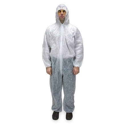 Hooded Disposable Coveralls, Xl, White, polypropylene, zipper MPN:2KTN2