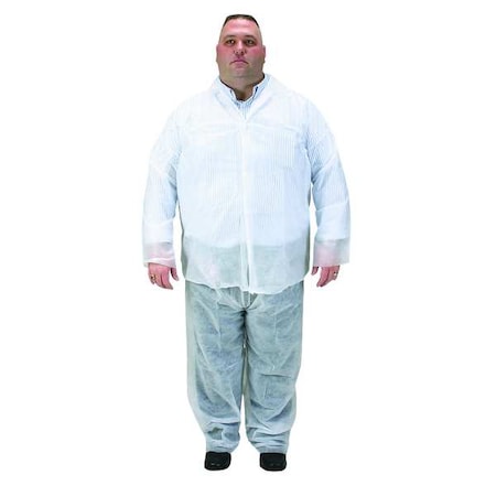 Disposable Collared Shirt, S, Polypropylene, Snap, Open Cuff, Serged Seam, 25 PK MPN:2KTP6