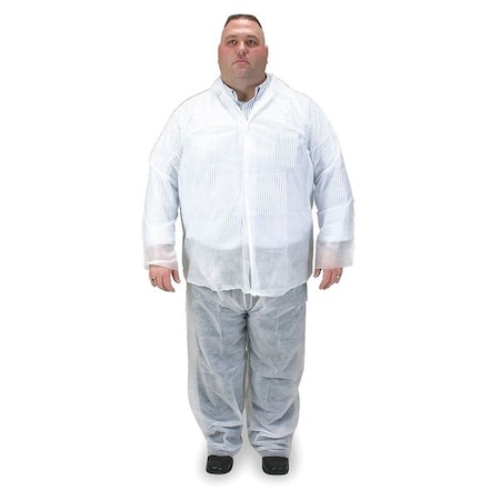 Disposable Pants, Polypropylene, 35 g/sq m, Serged, Open Ankle, Light Duty, White, Size 4XL/5XL MPN:2KTR8