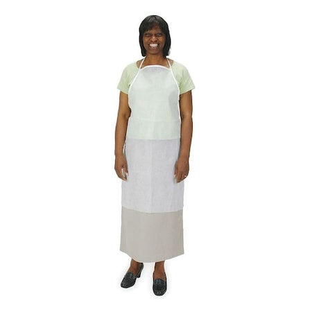 Disposable Apron, Polypropylene, Serged, 12.5 mil, 35 1/2 in, White, Universal, 100 PK MPN:2KTT8
