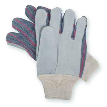 Leather Gloves, Cowhide, Knit Cuff, Straight Thumb, Full Finger, Gray, XL, 1 PR MPN:2MDA3