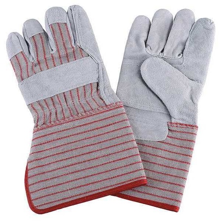 Leather Gloves, Cowhide, Gauntlet Cuff, Wing Thumb, Full Finger, Gray, L, 1 PR MPN:2MDC9