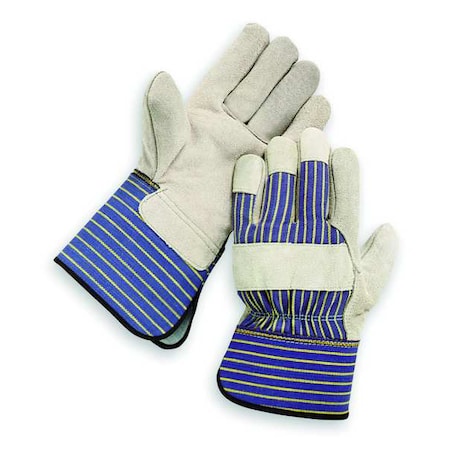 Leather Gloves, Cowhide, Gauntlet Cuff, Wing Thumb, Full Finger, Gray, S, 1 PR MPN:2MDD3