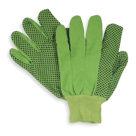 Knit Gloves, Cotton, Dotted Palm, High Visibility Green, L, 1 PR MPN:2RA13