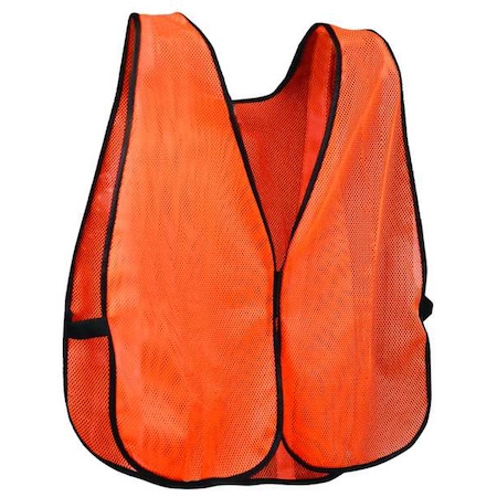 High Visibility Safety Vest, Polyester Mesh, Hook-and-Loop Closure, Orange, M/L MPN:2RE20
