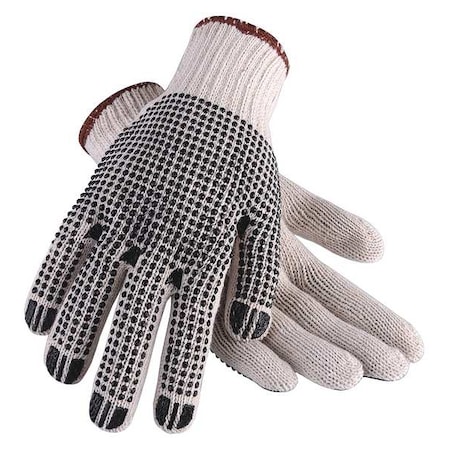 Knit Gloves, Cotton/Polyester, Dotted Palm, Knit, Beige/Black, XL, 1 PR MPN:2UUA2