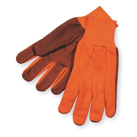 Knit Gloves, Cotton, Polyester, Dotted Palm, High Visibility Orange, S, 1 PR MPN:2UUH8