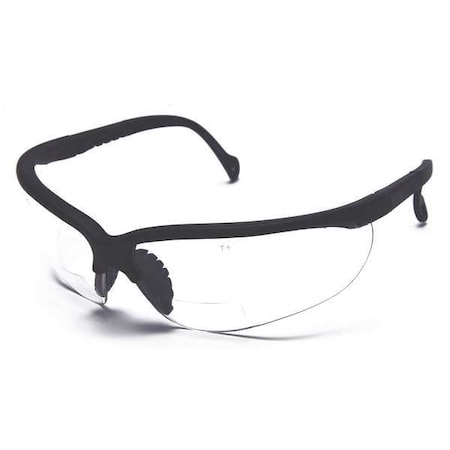 Not Applicable Reader Safety Glasses, Black Wraparound Frame, 1.5 Diopter, Clear Lens, Universal MPN:2VKZ6