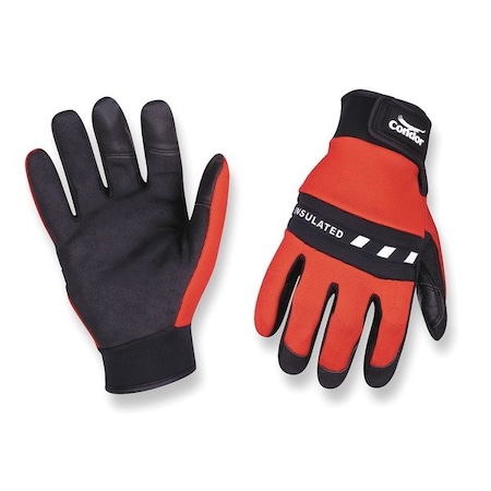 Cold Protection Gloves, Synthetic Leather-Nylon Palm, Polyester Lining, Red/Black, M (Formerly Condor) MPN:2XRX9