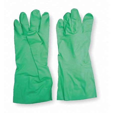 Chemical Resistant Gloves, Nitrile, 13 in L, 11 mil, Green, 7, 1 PR MPN:2YEH7