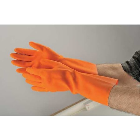 Chemical Resistant Gloves, Natural Rubber Latex, 13 in L, 28 mil, Orange, 11, 1 PR MPN:2YEN5