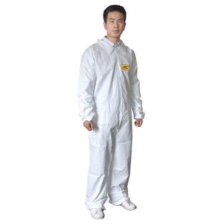 Collared Disposable Coveralls, L, White, zipper MPN:30C535