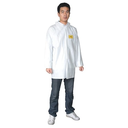 Disposable Shirt, XL, Microporous Film Laminate, Snap, Open Cuff, Serged Seam, 12 PK MPN:30C557