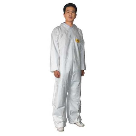 Disposable Coverallss, Collared, 2XL, Microporous Film Laminate, Open Wrist, Open Ankle, White MPN:30C565