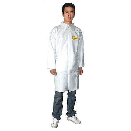 Condor Disposable Lab Coat, Microporous Film Laminate, Snaps Closure, White, XL, 30 PK MPN:30C588