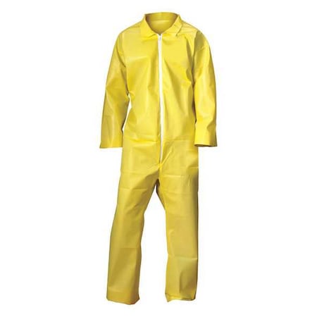 Coverall, 4Xl, Yellow, Chem Basic, Zipper/Storm Flap MPN:30LV08