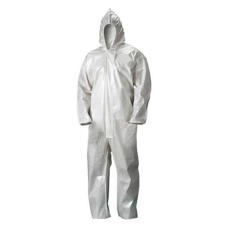 Disposable Coverallss, Hooded Coverall, 2XL, Chem Advanced, Elastic Wrist, Elastic Ankle, White MPN:30LV55