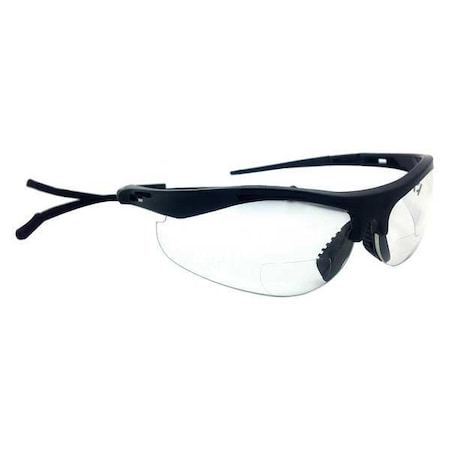 T101 Reader Safety Glasses, Black Wraparound Frame, 3.0 Diopter, Clear Lens, Anti-Scratch Coating MPN:30ZC57