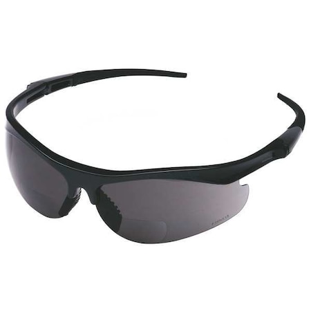 T101 Reader Safety Glasses, Black Wraparound Frame, 3.0 Diopter, Gray Lens, Anti-Scratch Coating MPN:30ZC58