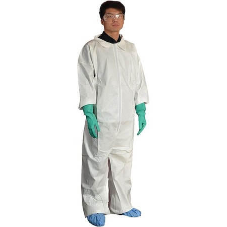 Coverall, 4Xl, White, Basic Micro Microporous, zipper MPN:30ZE37