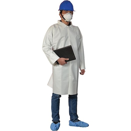 Condor Disposable Lab Coat, Microporous Film Laminate, Snaps Closure, White, M MPN:30ZE50