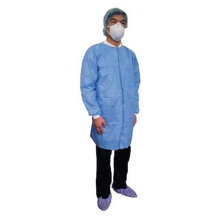 Condor Disposable Lab Coat, SMS, Snaps Closure, Blue, 4XL MPN:31TV12