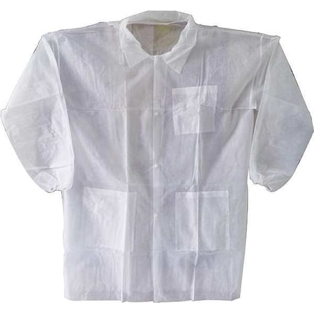 Condor Disposable Lab Coat, Polypropylene, Snaps Closure, White, XL, 30 PK MPN:32KF88