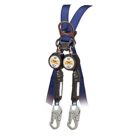Self-Retracting Lifeline, Steel Snap Hook, Steel Carabiner, 2 Legs, 310lb. Wt. Capacity, 6 ft. L MPN:35KV03