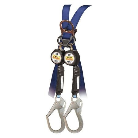 Self-Retracting Lifeline, Steel Rebar Hook, Steel Carabiner, 2 Legs, 310lb. Wt. Capacity, 6 ft. L MPN:35KV04
