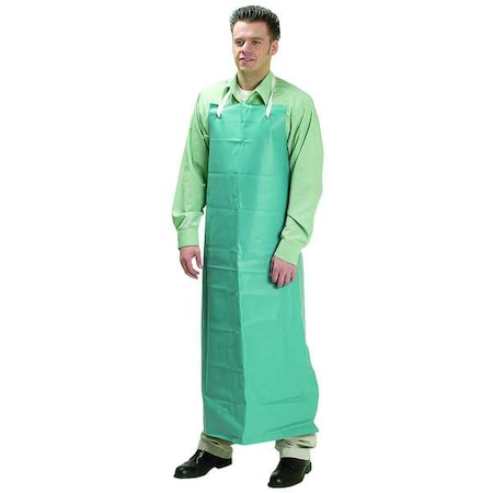 Chemical Resistant Bib Apron, PVC, 18 mil Thick, 50 in L, Blue, Universal Size MPN:3BU46