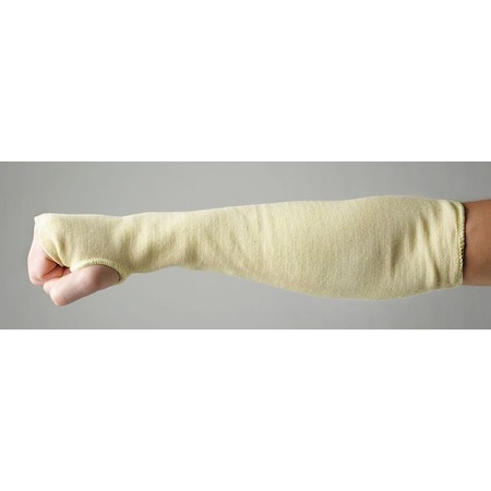 Cut-Resistant Sleeve with Thumbhole, Cut Level A2, Knit Cuff, 18 in L, Yellow, Large MPN:3CZK9