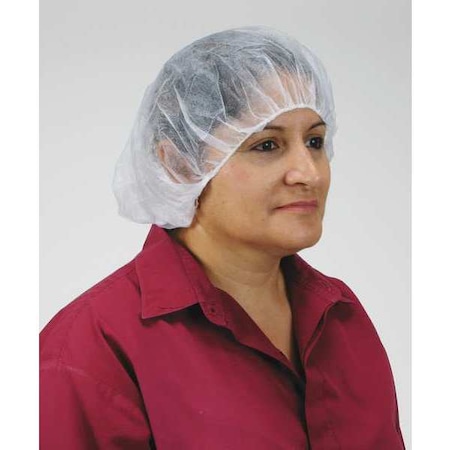 Bouffant Cap, Polypropylene, Latex-Free, White, 24 in Dia., Size Large, 100PK MPN:3EZC5
