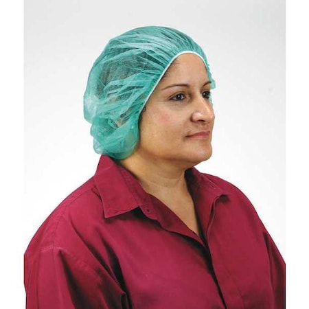 Bouffant Cap, Polypropylene, 24 in Dia., Green, L, 100 PK MPN:3EZC8