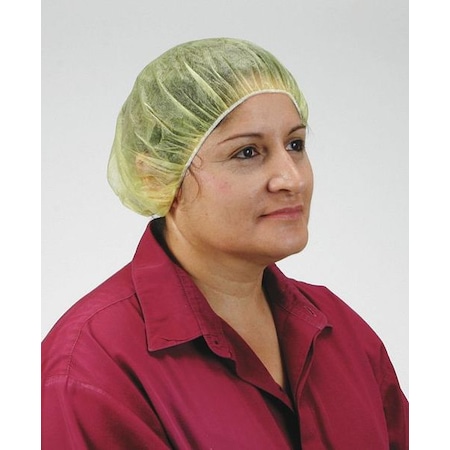 Bouffant Cap, Polypropylene, 24 in Dia., Yellow, L, 100 PK MPN:3EZD5