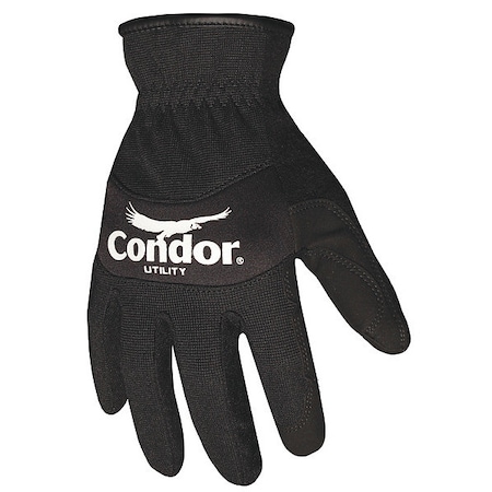Mechanics Gloves, Synthetic Leather Palm, 2XL, Black MPN:42LA09