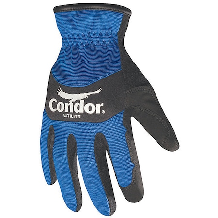 Mechanics Gloves, Synthetic Leather Palm, S, Black/Blue MPN:42LA20