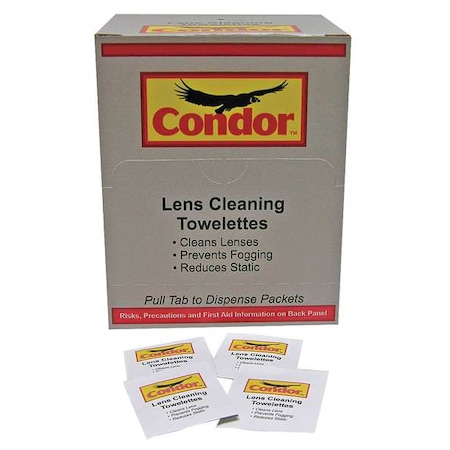 Pre-Moistened Lens Cleaning Towelettes, Anti-Fog, Anti-Static, Individually Wrapped, 100PK MPN:44X059