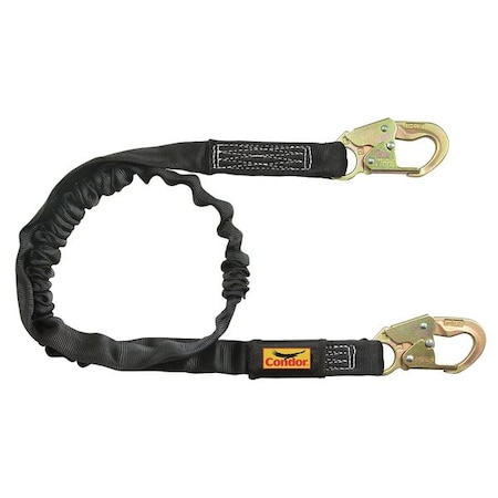 Shock-Absorbing Lanyard, 425 lb. Wt. Capacity, Steel Snap Hook, Steel Snap Hook, 6 ft., 2 Legs MPN:45J289