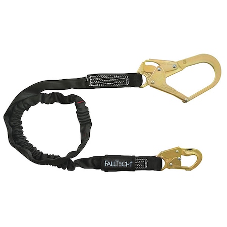 Shock-Absorbing Lanyard, 425 lb. Wt. Capacity, Steel Snap Hook, Steel Rebar Hook, 6 ft., 1 Leg MPN:45J290