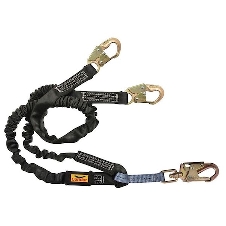 Shock-Absorbing Lanyard, 425 lb. Wt. Capacity, Steel Snap Hook, Steel Snap Hook, 6 ft., 1 Leg MPN:45J291