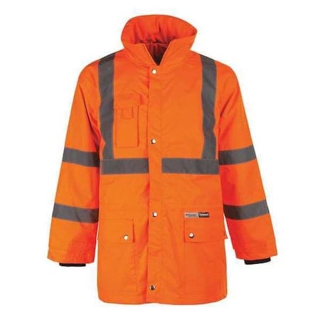 Hi-Vis Jacket, Polyester, Class 3 Orange, 3XL MPN:45XA31