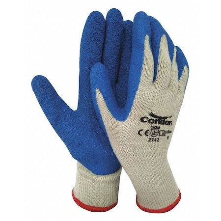 Coated Gloves, Latex, Rough, Palm, 3 Abrasion Level, Cream/Blue, S (7) 1 PR MPN:484T53