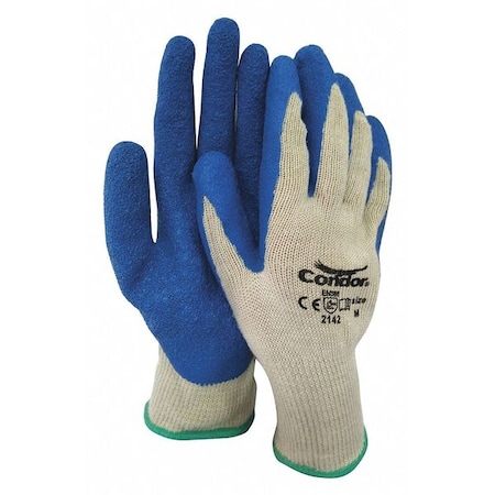 Coated Gloves, Latex, Rough, Palm, 3 Abrasion Level, Cream/Blue, M (8) 1 PR MPN:484T54