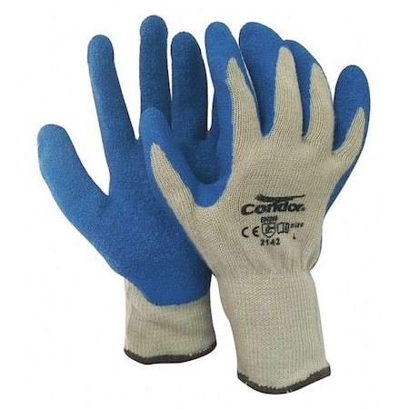Coated Gloves, Latex, Rough, Palm, 3 Abrasion Level, Cream/Blue, L (9) 1 PR MPN:484T55