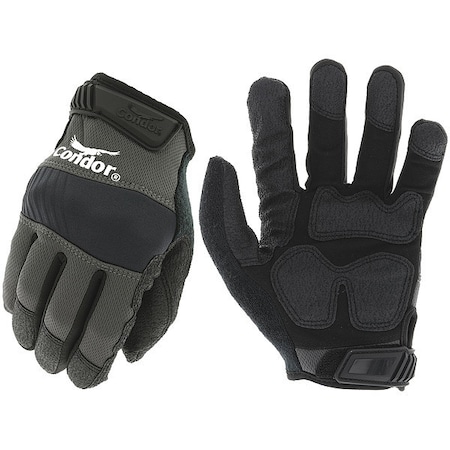 Condor Mechanics Gloves, Synthetic Leather Palm, Polyester Back, 8, Black MPN:488C74