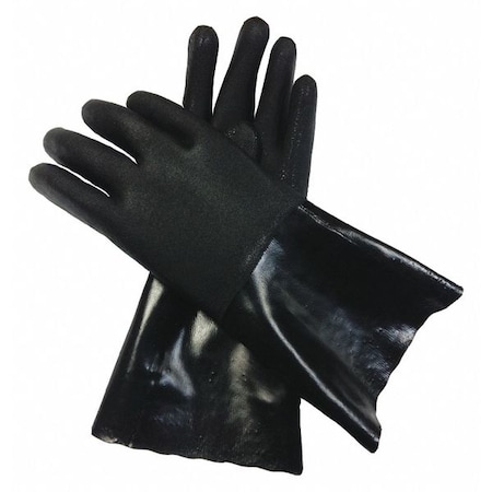 Chemical Resistant Gloves, PVC, 13 3/4 in L, Not Applicable, Black, S, 1 PR MPN:48UN75