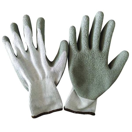 Coated Gloves, Natural Rubber Latex, Crinkled, Palm, 4 Abrasion Level, Gray, 2XL 1 PR MPN:48UN84